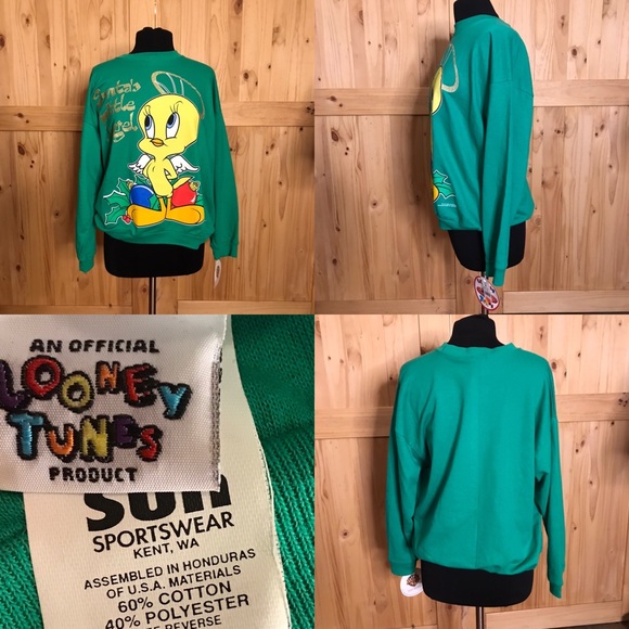 Vintage 90s Christmas Tweety Bird Santa’s little Angel NWT - Picture 13 of 15